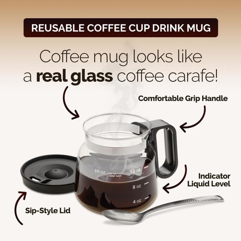 💖☕ 16 Oz Glass Coffee Mug – Coffee Pot Style